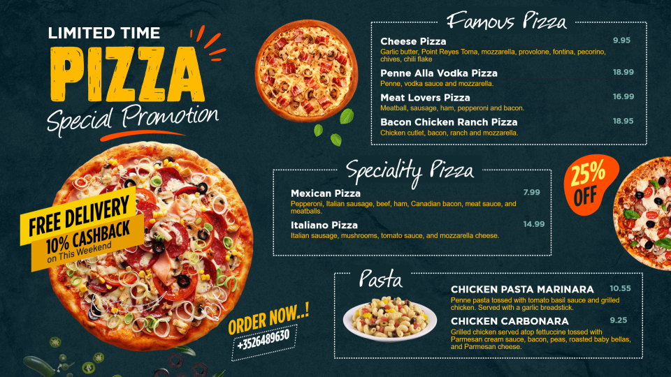 Promotional Pizza Menu Design