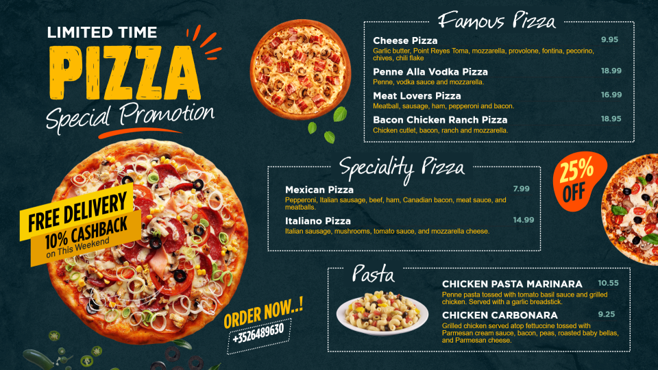Promotional Pizza Menu Design Promotional Pizza Menu Design