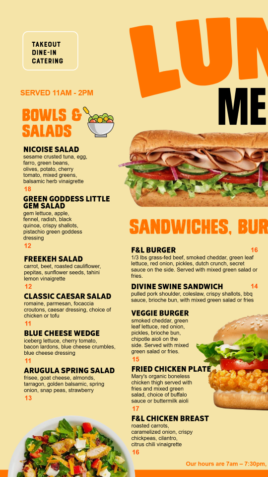 Lunch Menu Wall Design 1 Lunch Menu Wall Design 1