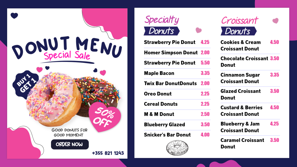 Donuts Menu Idea