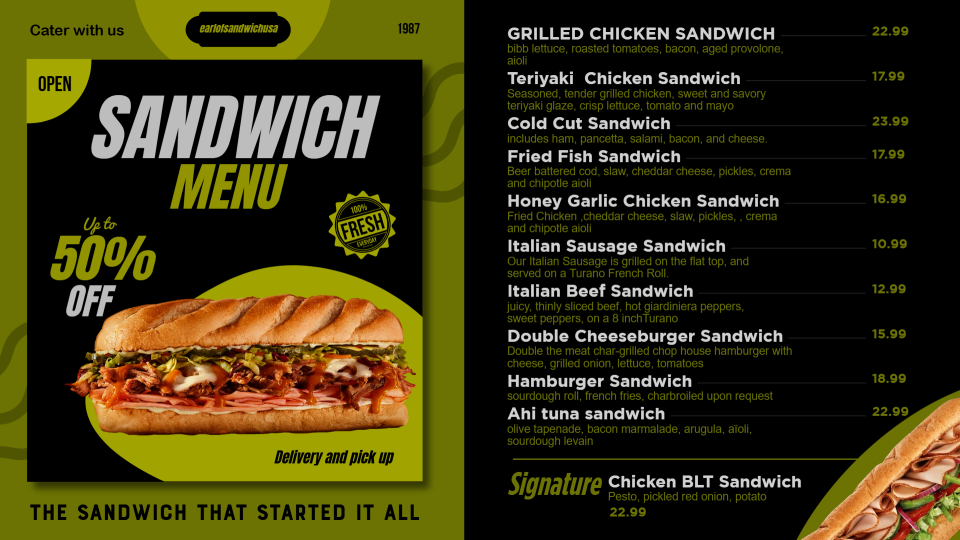 Sandwich Menu Images