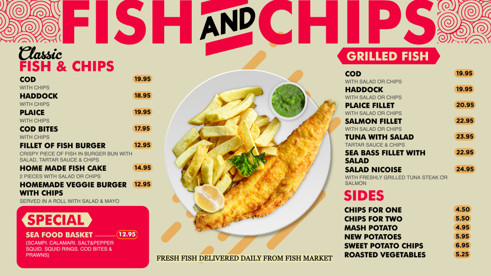 Fish and Chips Menu Images