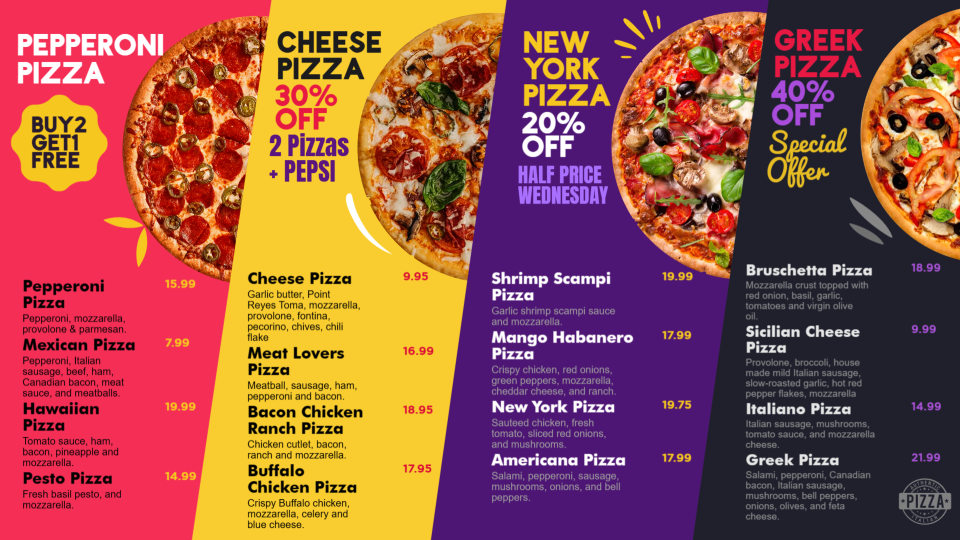 Pizza Menu Layout Stock Template