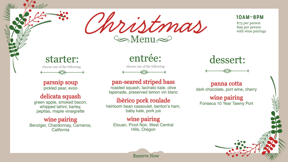 Christmas Menu Images