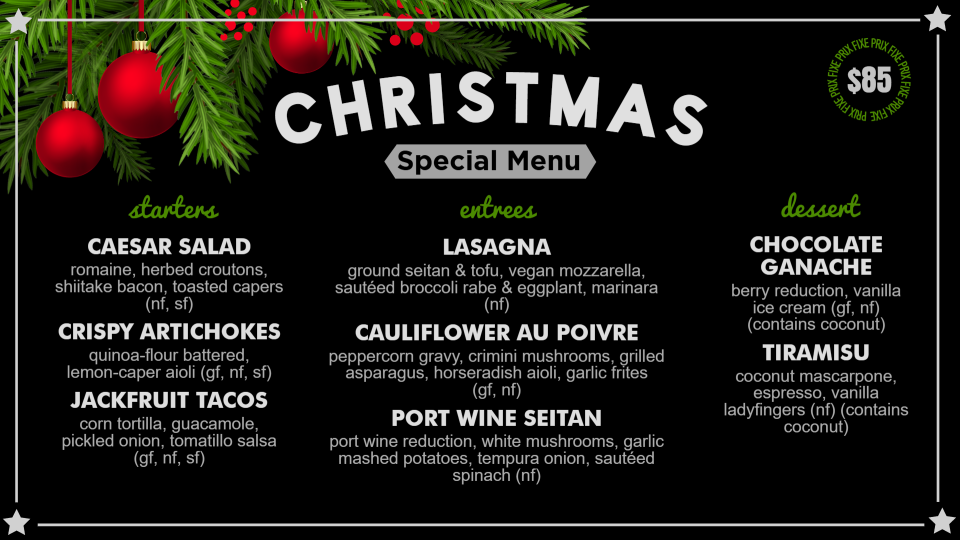Christmas pre fixe menu Design Christmas pre fixe menu Design