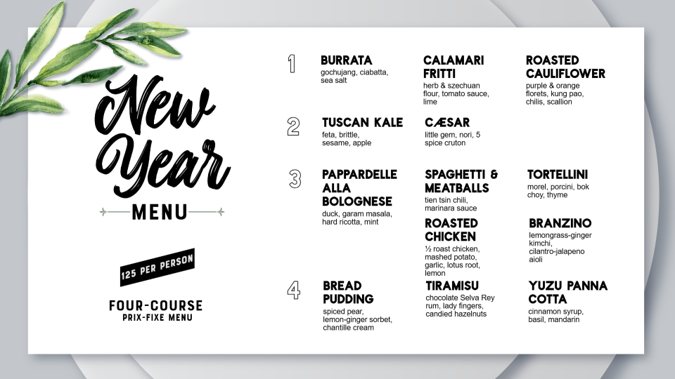 New Year Menu Images