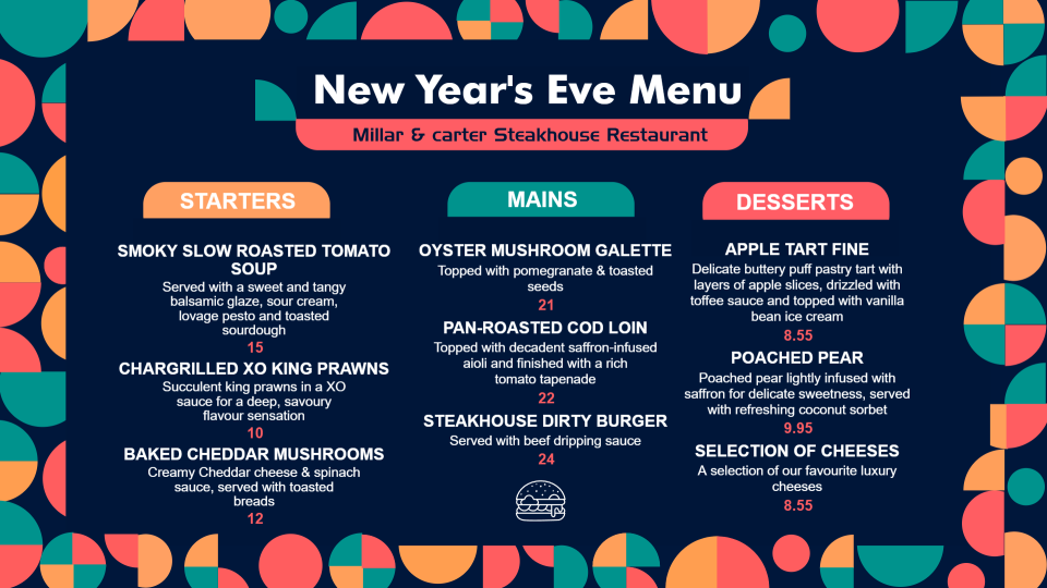 Colourful New Year Menu