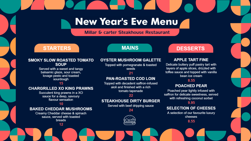Colourful New Year Menu Colourful New Year Menu