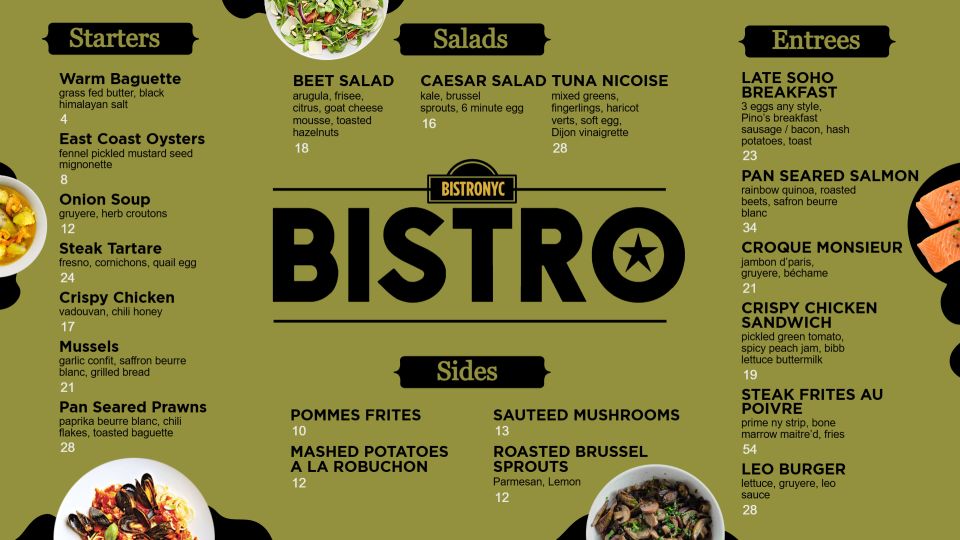 Restaurant Bistro Menu Templates