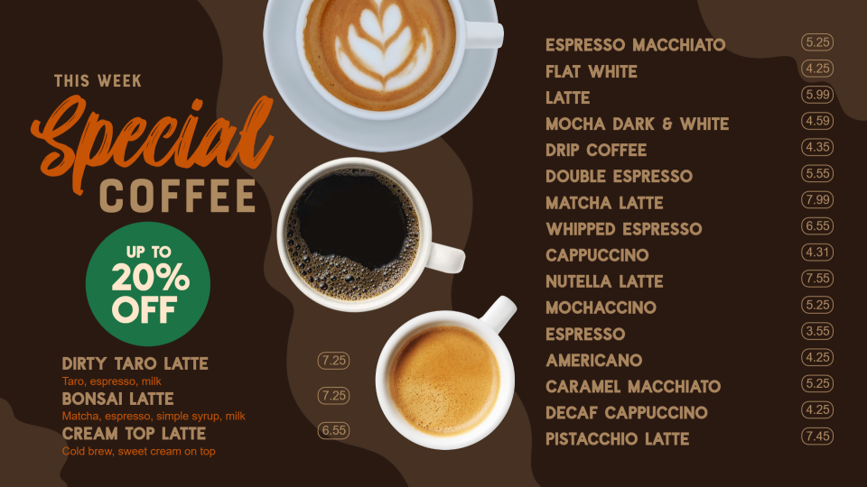 Customize Coffee Menu Templates