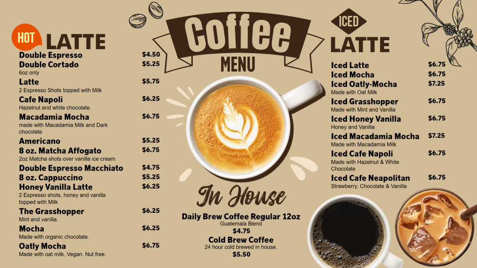 Beautiful Coffee Menu Design