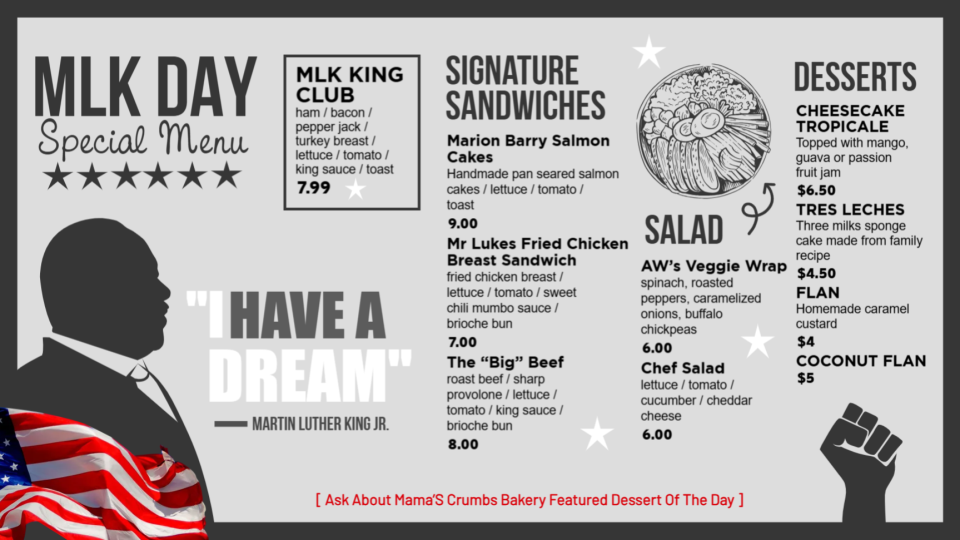 Simple Martin Luther King Jr. Menu