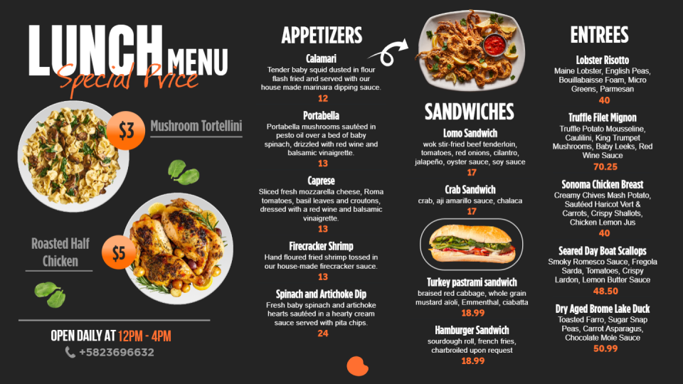 Editable Lunch Menu Image