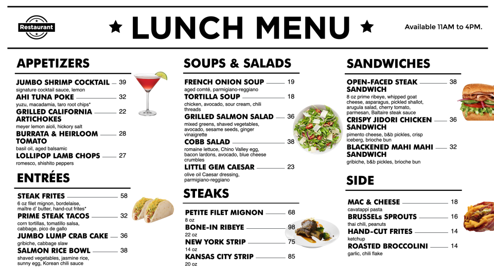 Customizable lunch menu templates Customizable lunch menu templates