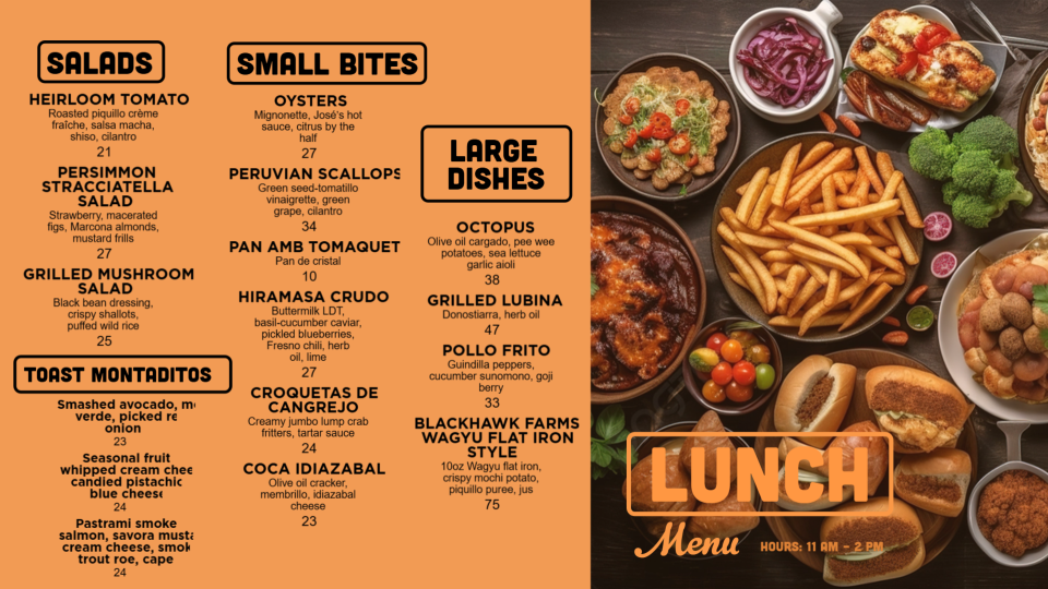 Free printable, customizable lunch menu templates