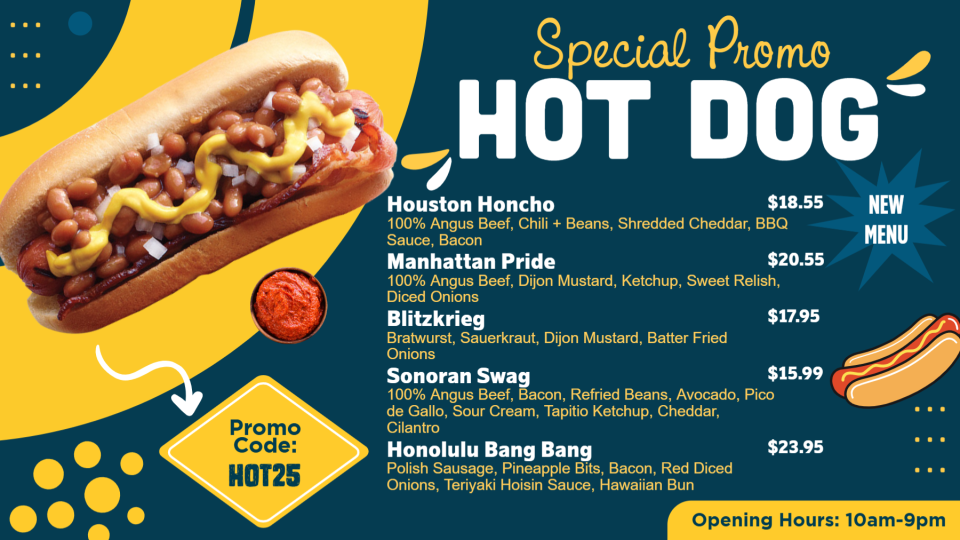 Online Hotdog Menu board Online Hotdog Menu board