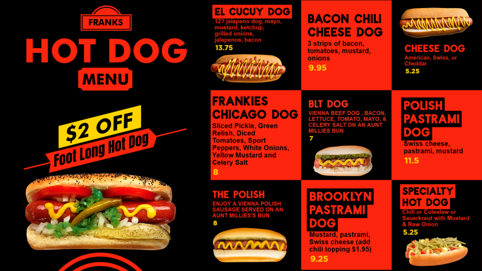Printable Hotdog Menu Printable Hotdog Menu