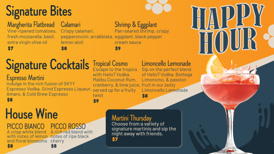 Free Printable Happy Hour Menu Design