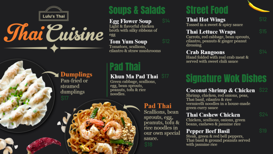 Free Thai Menu Image Free Thai Menu Image