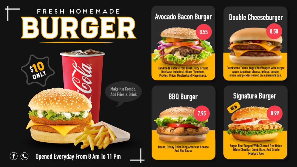 Customizable Burger Menu Idea Customizable Burger Menu Idea