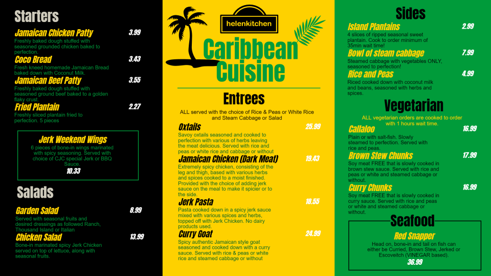 jamaican Menu Design jamaican Menu Design