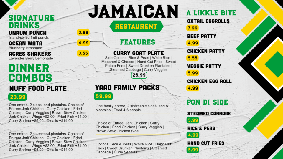 Jamaican Menu Images Jamaican Menu Images