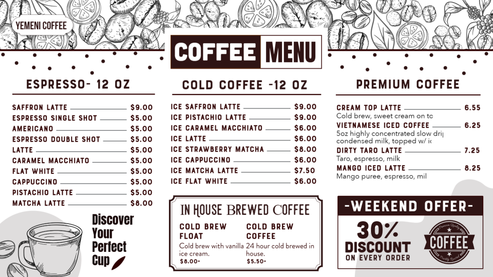 Creative Coffee Menu design Idea Creative Coffee Menu design Idea