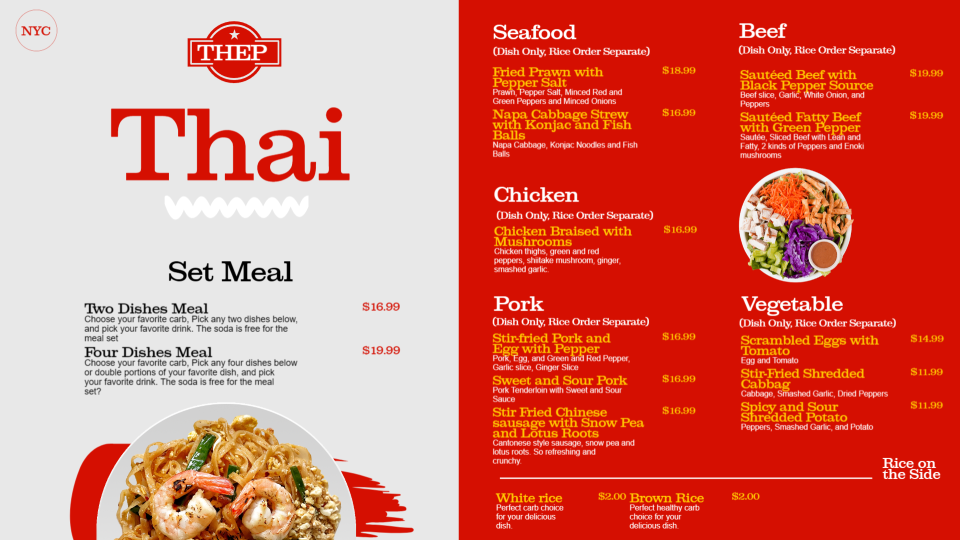 Thai Food Menu Image Thai Food Menu Image