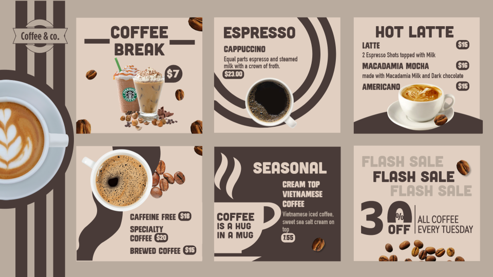 Online Coffee Menu Design Idea