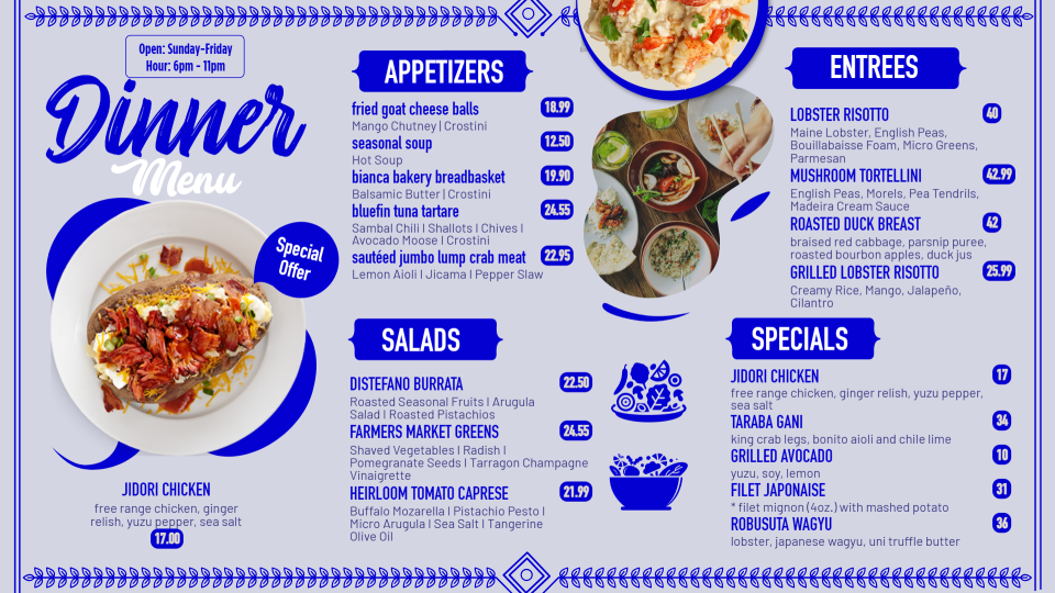 Online Dinner Menu Idea Online Dinner Menu Idea