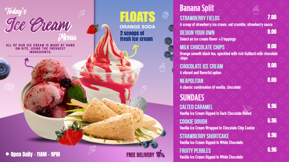 Ice cream Menu Board Idea