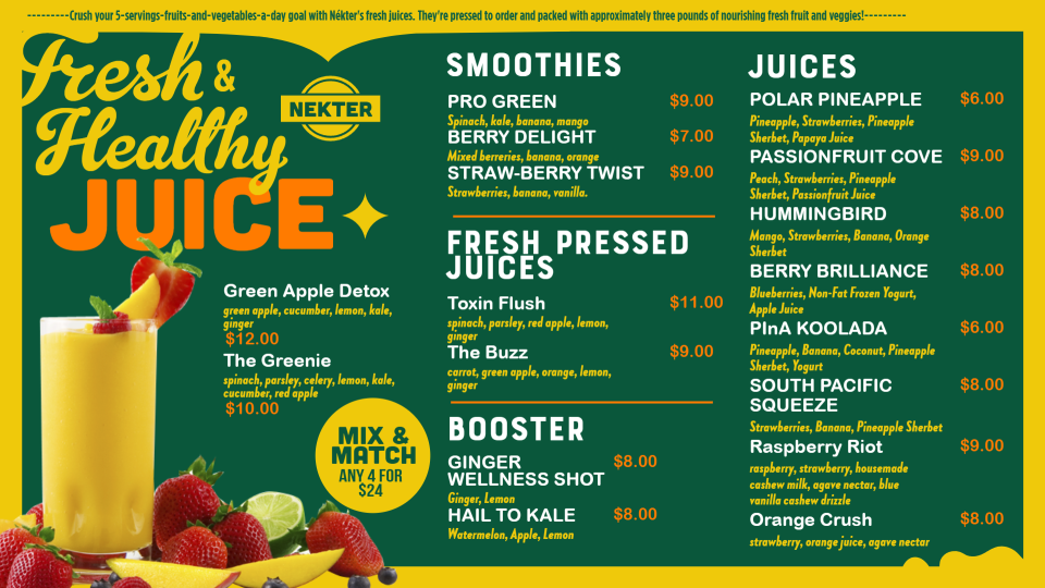 Juice Menu Image Juice Menu Image