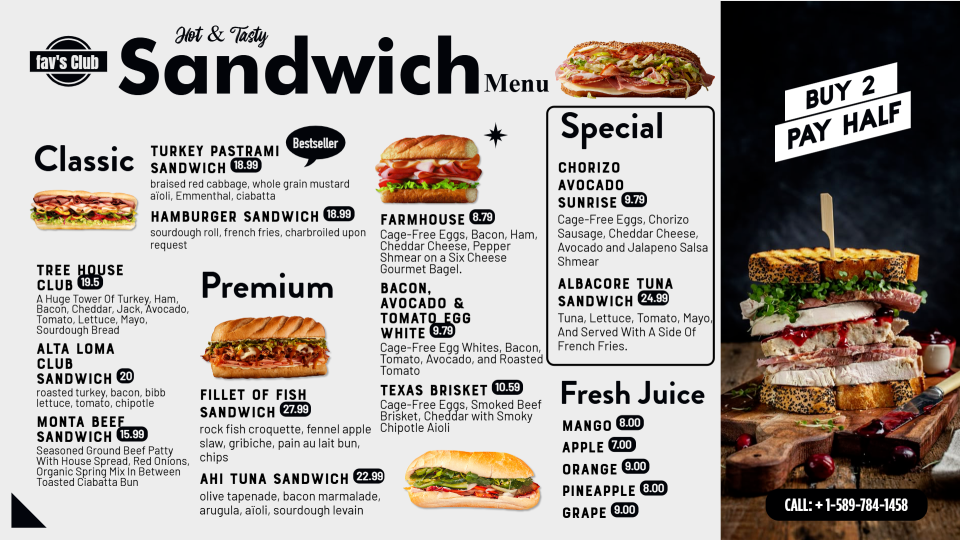 Creative Sandwich Menu Idea Creative Sandwich Menu Idea