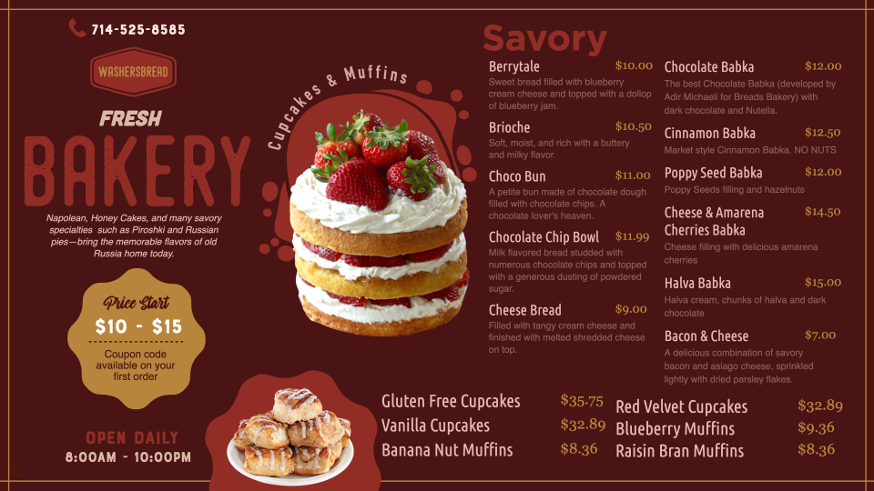 Bakery Menu Image  Bakery Menu Image