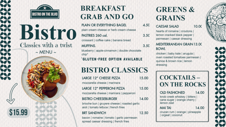 Online Bistro Creative Menu design Online Bistro Creative Menu design