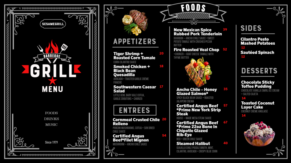 Grill POS Menu Design Grill POS Menu Design