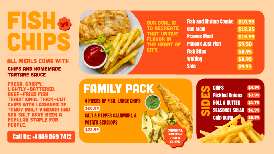 Fish and chips Menu Fish and chips Menu