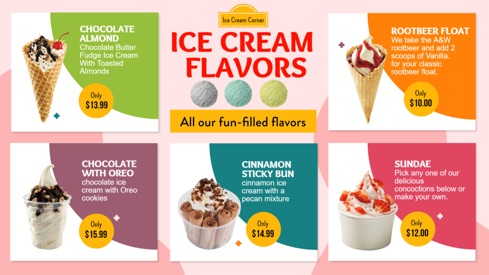Online Ice Cream Menu Idea