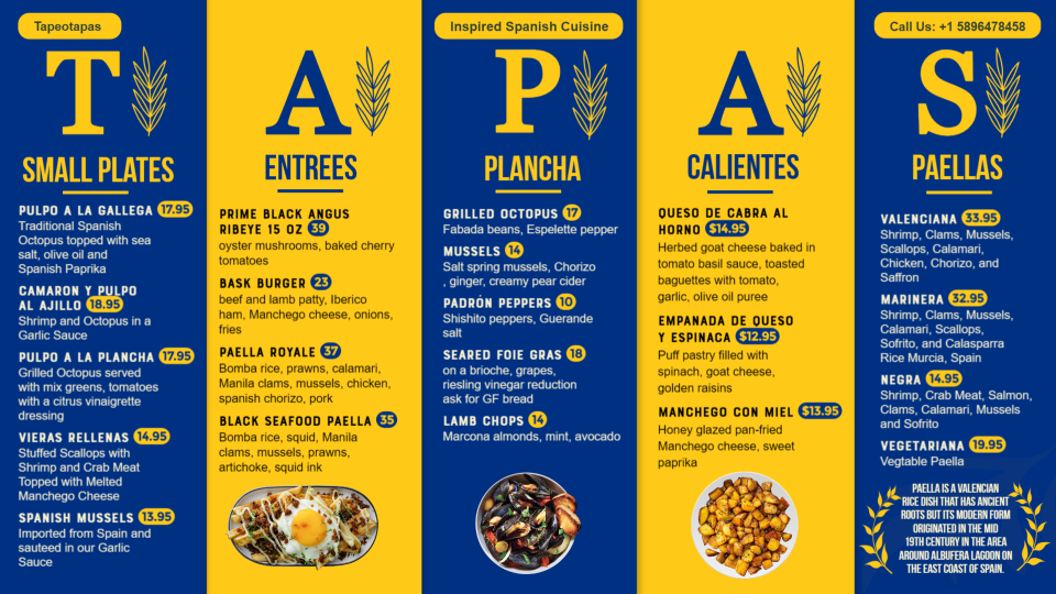 Digital Signage Tapas Menu Digital Signage Tapas Menu