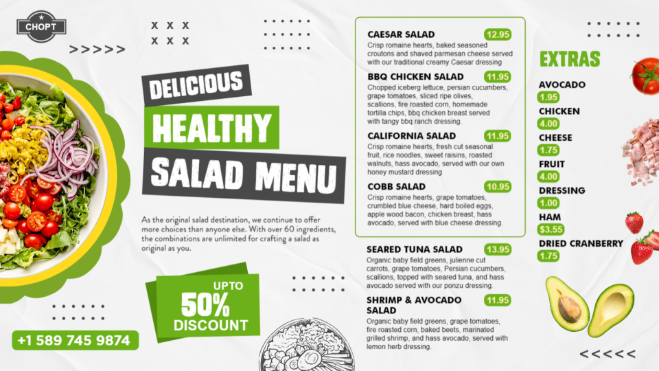 Restaurant Salad Menu Design Restaurant Salad Menu Design