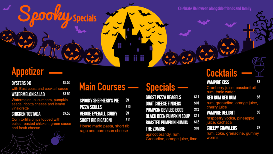 Halloween Special Menu Idea Halloween Special Menu Idea
