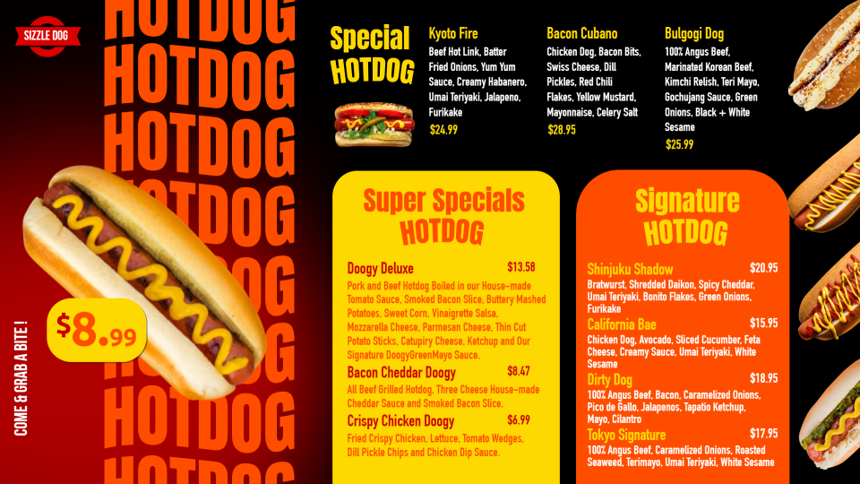 Customizable Hotdog Menu Idea