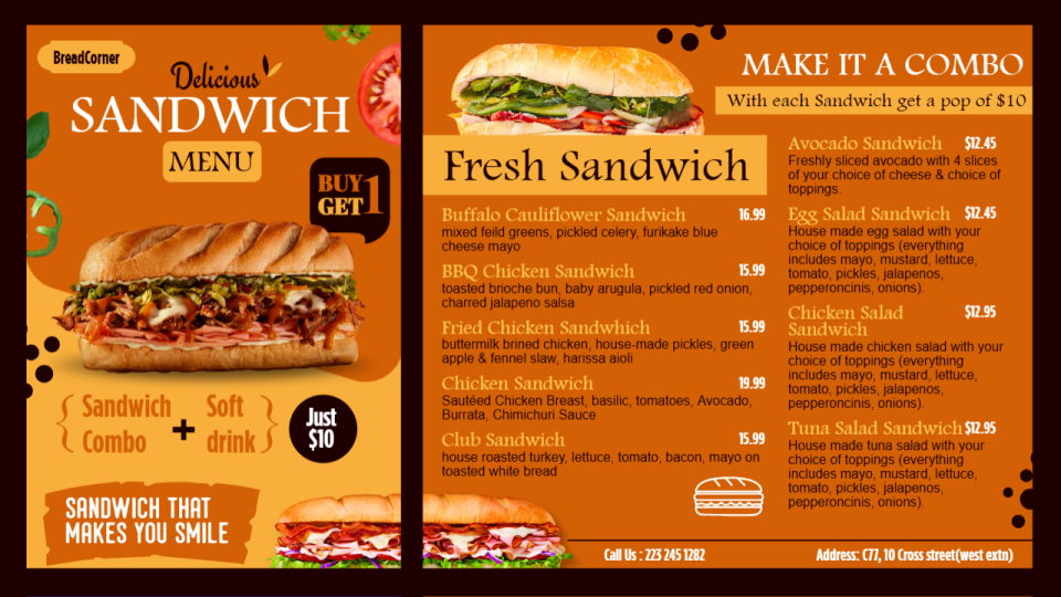 Simple Sandwich Menu Board Idea