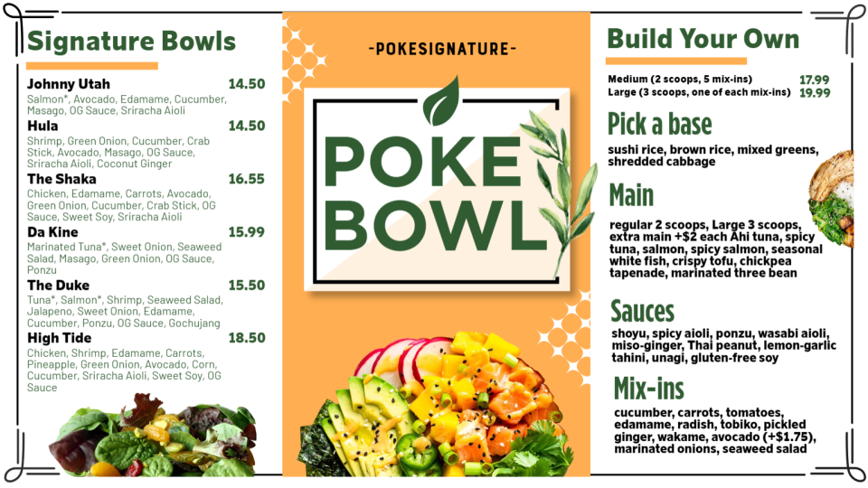 Poke Bowl Menu Idea