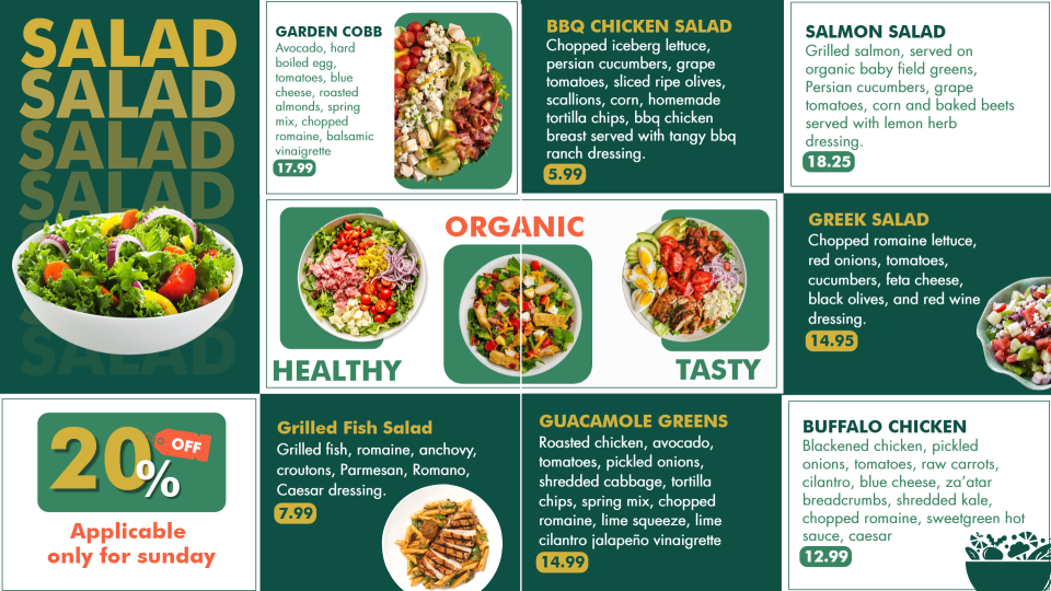 Modern and Minimal Salad Menu Board