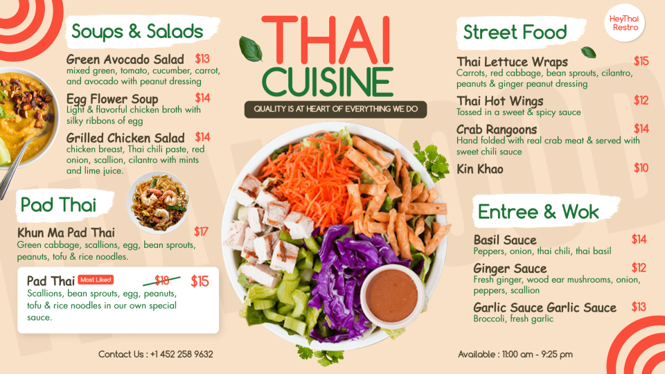 Editable Thai Cuisine Menu Design