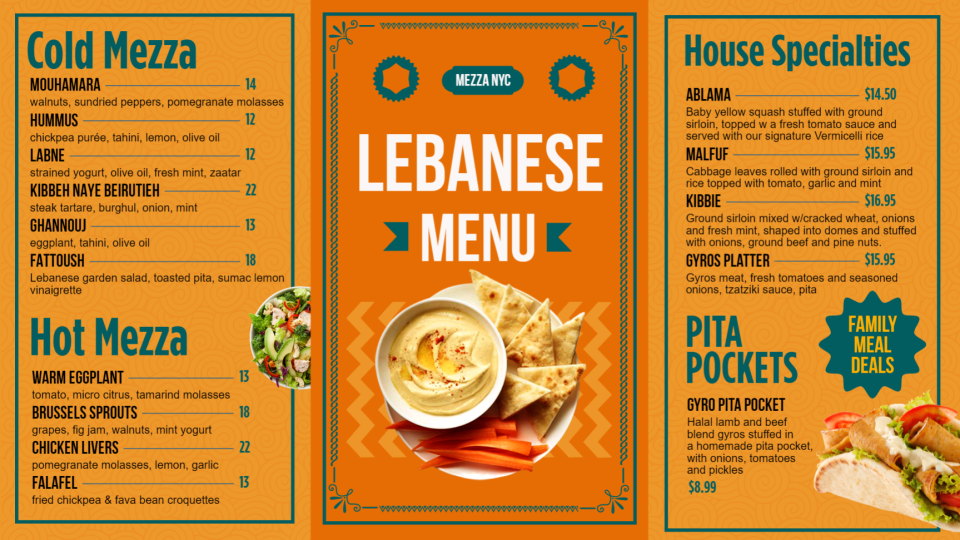 Editable Lebanese Menu 