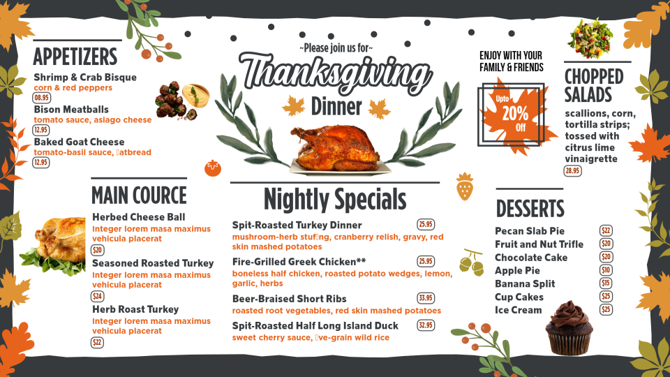 Simple Thanksgiving Menu Idea