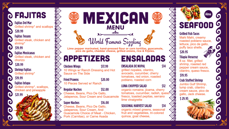 Mexican POS Menu Template