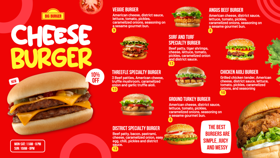 Burger POS Menu 